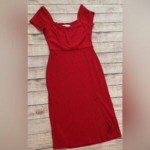 All in Favor Red Stretchy Spandex Long Dress Size Medium